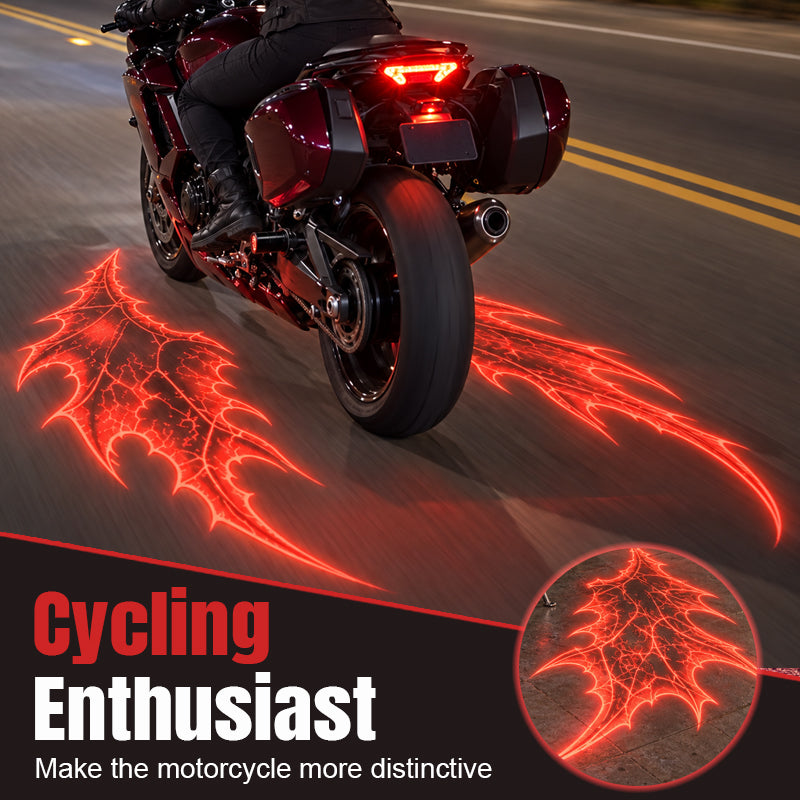 🏍️🔥 Motorcycle Devil Wing Ground Projection Lights – Red Gothic Bat Wing LED Projectors, Custom Nighttime Bike Accent Lights 🦇✨
