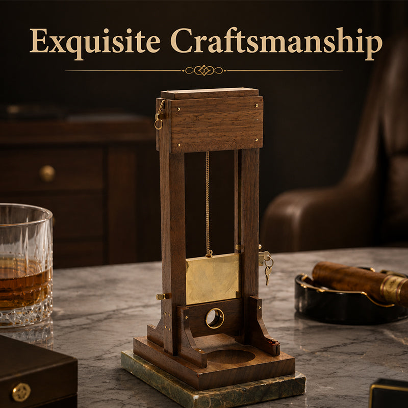 🎩 Vintage Solid Wood Desktop Cigar Cutter: Heavy-Duty Mechanical Guillotine Trimmer! ⚔️