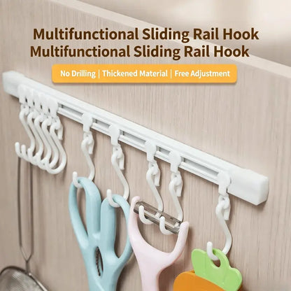 Multifunctional Slide Rail Hooks-No Punching Hooks for Bathroom,Bedroom,Office,Wall and Door