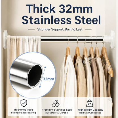Drill-Free Adjustable Tension Rod – No Drilling, No Damage