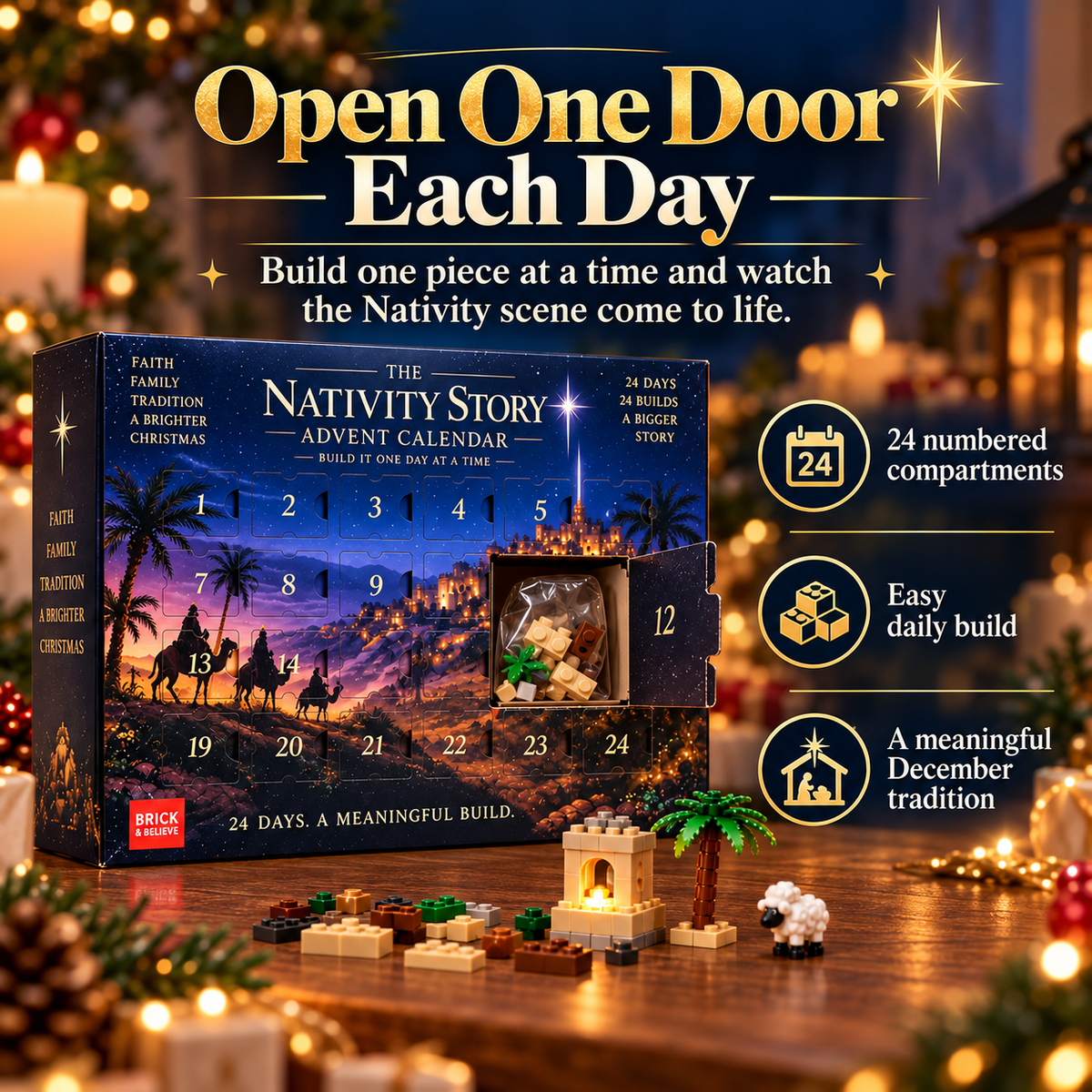 🎄 Nativity Building Advent Calendar ✨| 24 Daily Builds to Create a Complete Christmas Scene 🧱