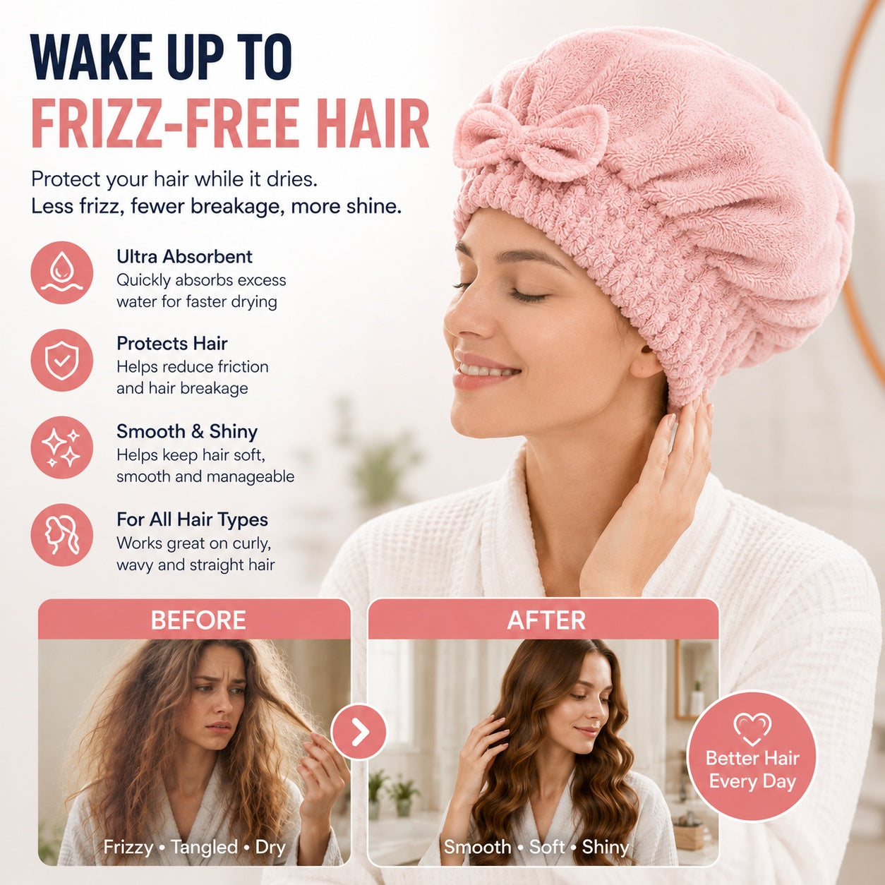 💃Microfiber Hair Drying Cap🤜Say Goodbye to Hair Damage & Frizz!