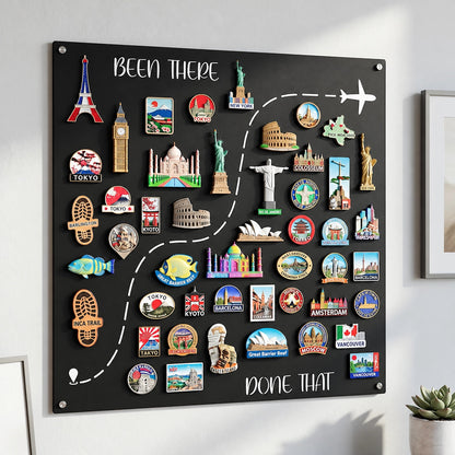 🌍 Been There, Done That™ Travel Magnet Display Board ✈️ | Wall Decor for Travel Memories 🎁