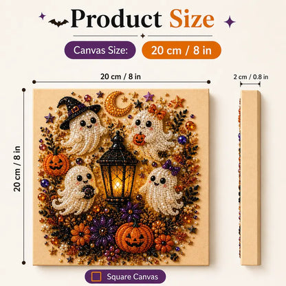 Spooky Cute Ghost Pearl Diamond Painting Kit – 8" x 8" Halloween DIY Wall Art & Craft Gift