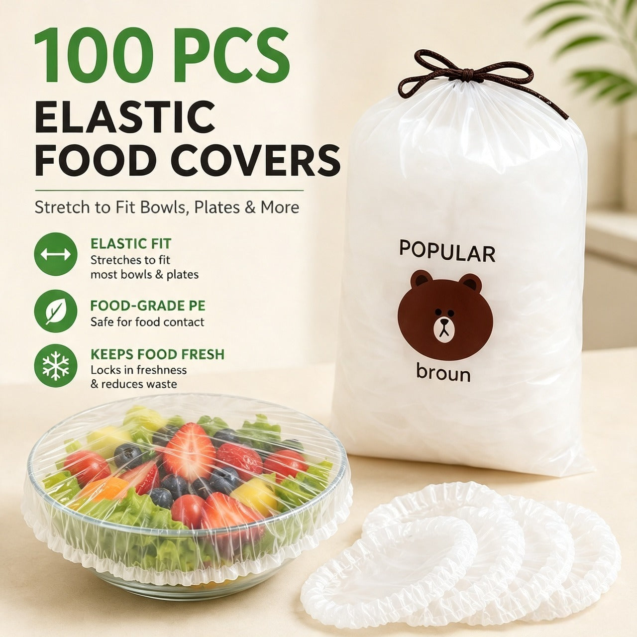 🥗100PCS Stretch Bowl Covers – Freshness Sealed, Waste Reduced