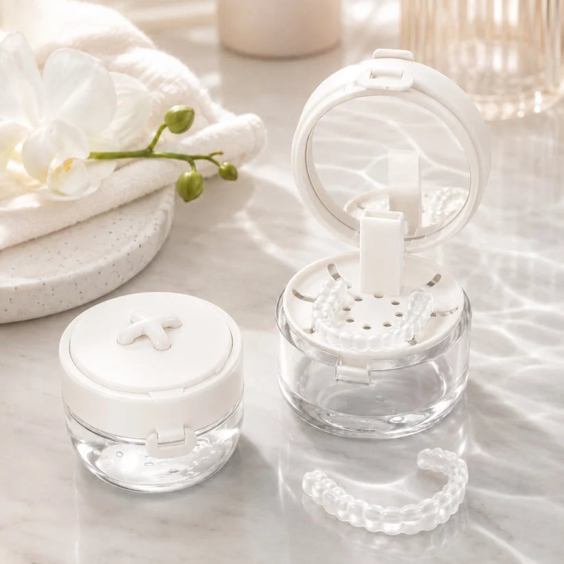 3-in-1 Travel Retainer Cleaner Case with Mirror & Drain Tray