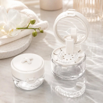 3-in-1 Travel Retainer Cleaner Case with Mirror & Drain Tray