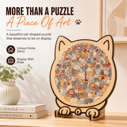 🔥Flash Sale: 50% OFF🎁Every Piece Is a Cat – 135-Piece Wooden Puzzle for Cat Lovers