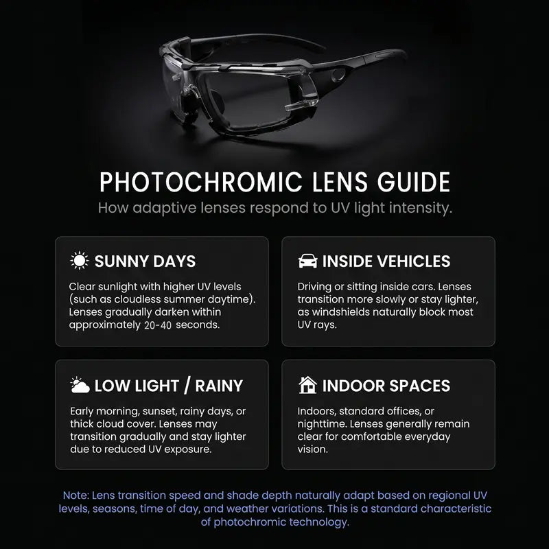 👓 Photochromic Safety Glasses – UV-Responsive Work & Outdoor Protective Eyewear