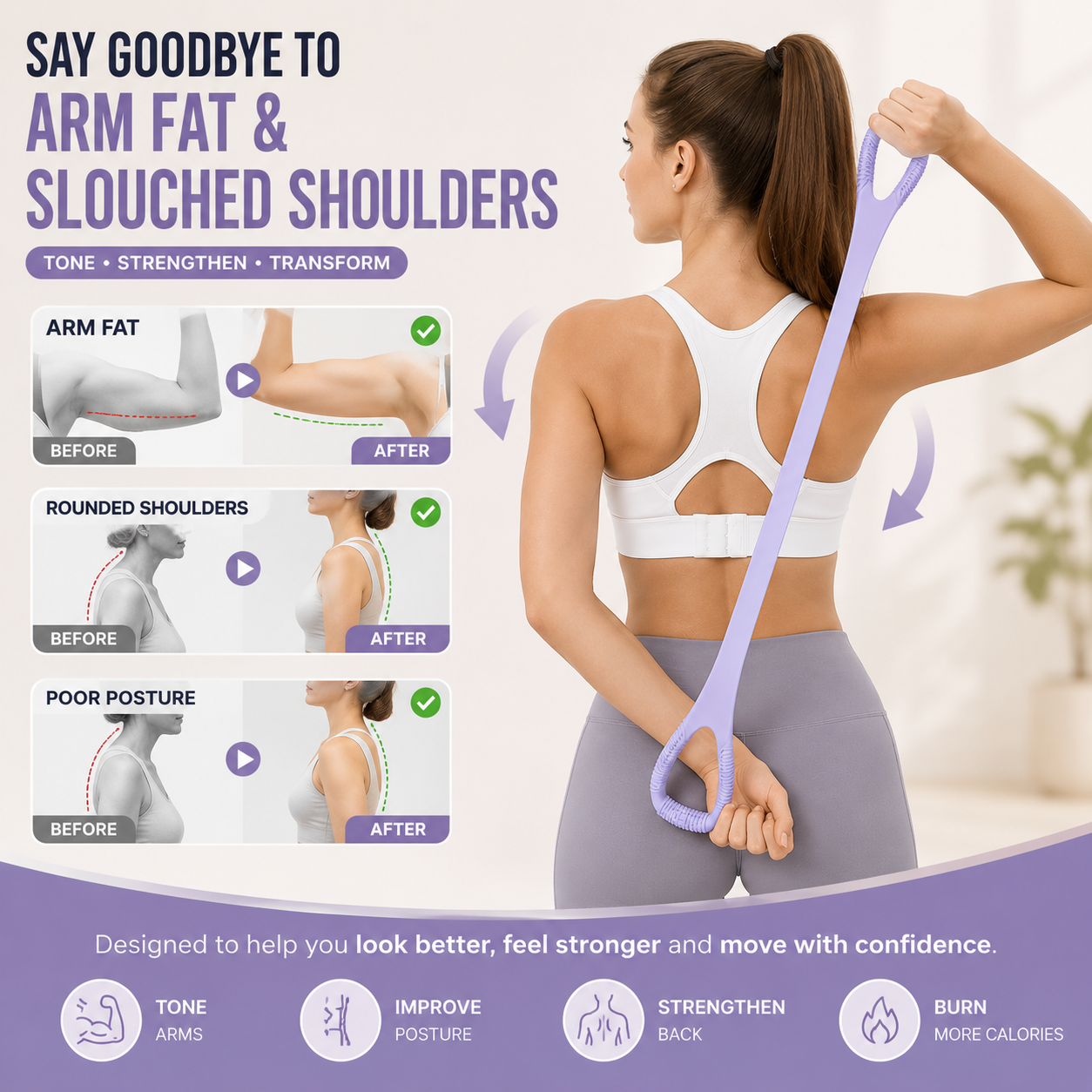 Tone Your Arms & Back in Just 10 Minutes a Day-A Lightweight Figure 8 Resistance Band Designed to Improve Posture, Build Strength, and Sculpt a Leaner Body Anywhere.