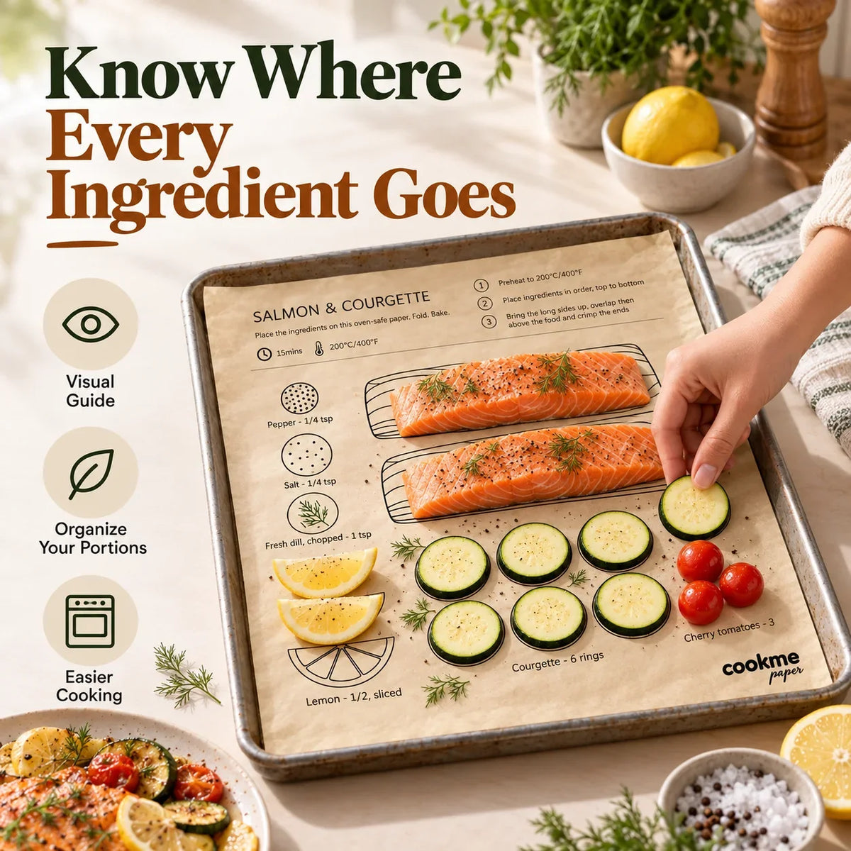 🎁25PCS Pre-Printed Baking Paper Sheets for Easy Oven Meals