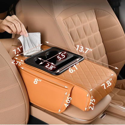 🚗✨4-in-1 Car Armrest Storage Organizer – Cup Holder, Phone Stand & Center Console Storage Bag