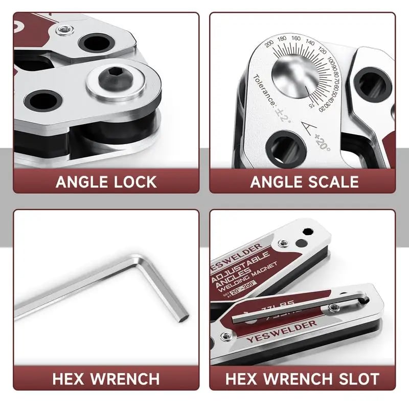 Welding magnet angle lock scale hex wrench and wrench storage