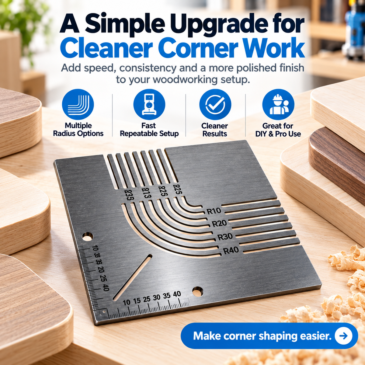 🛠️✨ Precision Corner Radius Router Template – Perfect Rounded Corners Made Easy! 📐🪵 | Multi-Size Woodworking Guide for DIY & Professionals 🔥