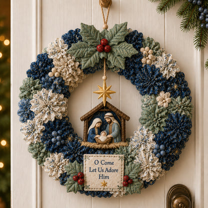 🧵🎄DIY Christmas Fabric Poke-Art Wreath Kit – Handmade Holiday Door Décor
