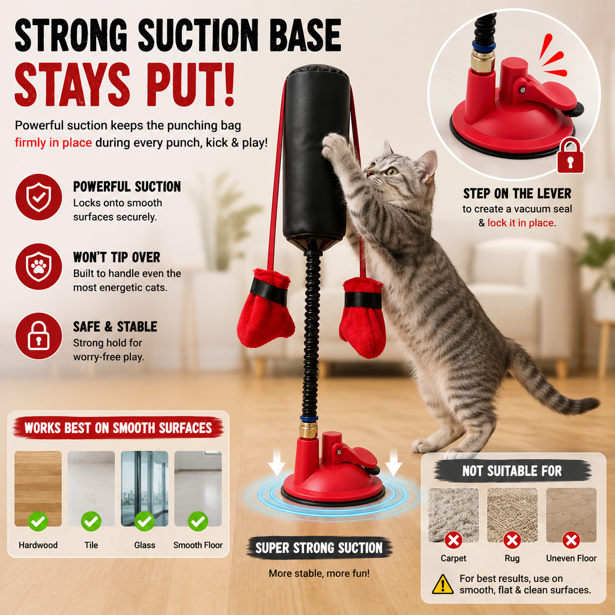 🐱Interactive Cat Punching Bag Toy with Suction Base & Catnip – Indoor Exercise Toy for Cats🥊