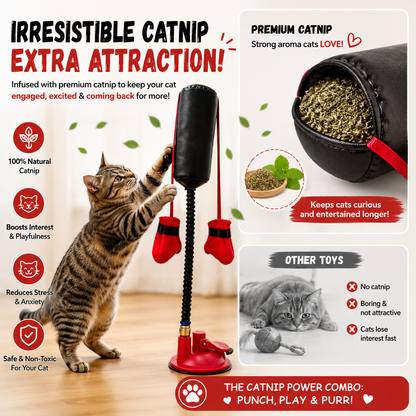 🐱Interactive Cat Punching Bag Toy with Suction Base & Catnip – Indoor Exercise Toy for Cats🥊