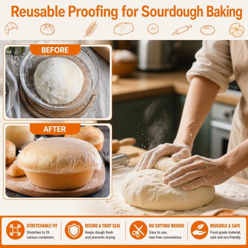Elastic bowl cover used over sourdough dough proofing bowl