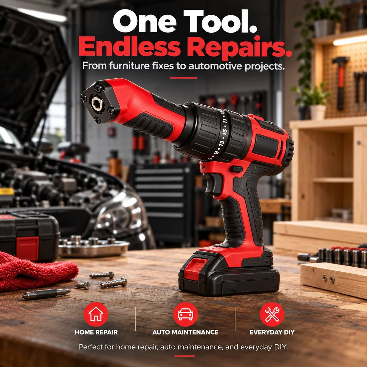 🔧 90° Right Angle Drill Adapter – Reach Tight Spaces Your Drill Can’t