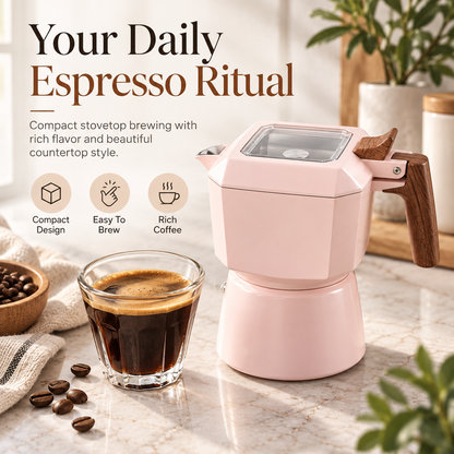 ☕ Compact Stovetop Coffee Maker – Watch Your Coffee Brew