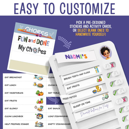 Magnetic Kids Daily Routine Chore Chart, Visual Task Board with Stickers & Icons, Autism & ADHD Kids Routine Tool