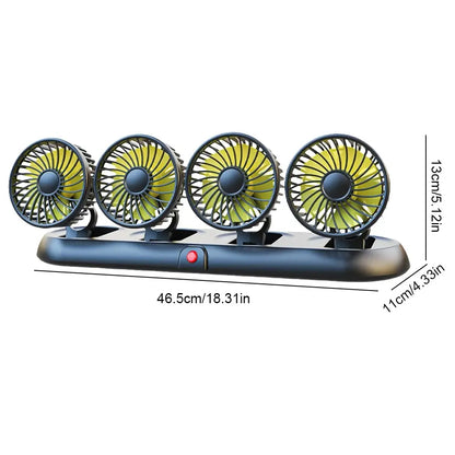 🚗Portable 4-Head Car Cooling Fan - 3-Speed Adjustable