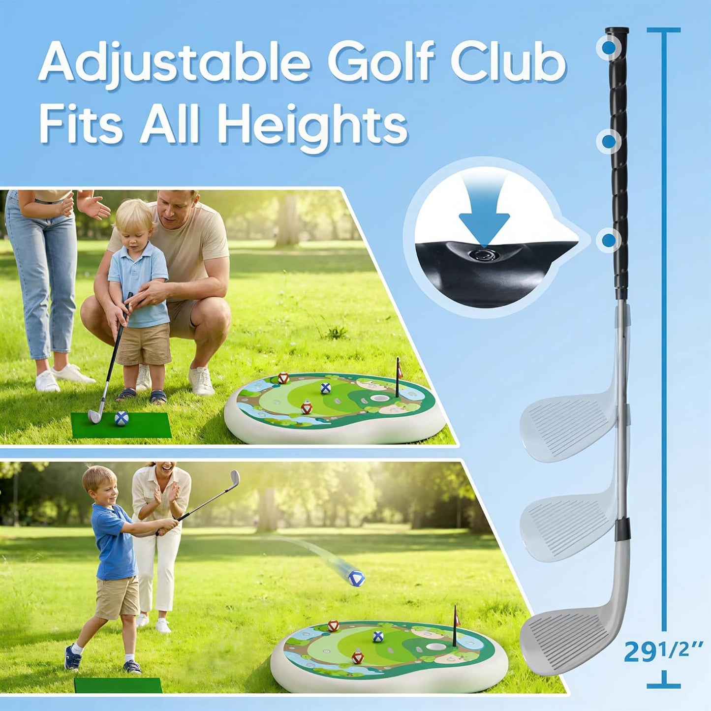 Kids Inflatable Golf Pool Toys, Fun Swimming Pool Game, Floating Water Chipping Green W/Sticky Balls