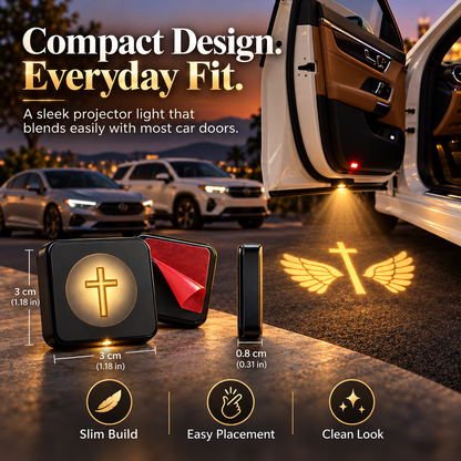 ✝️✨ Christian LED Car Door Projector Light 🚘🙏 | Golden Cross & Jesus Welcome Glow 💛🌟 | Faith-Inspired Car Interior & Exterior Accessory 🎁🕊️