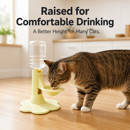 ✨ Gravity Cat Water Dispenser 🐱Cordless Raised Pet Water Bowl Anti-Spill ⚡No Electricity Needed