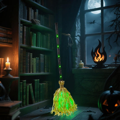 Animated Halloween Witch Broom with Lights, Sound and Motion Decor