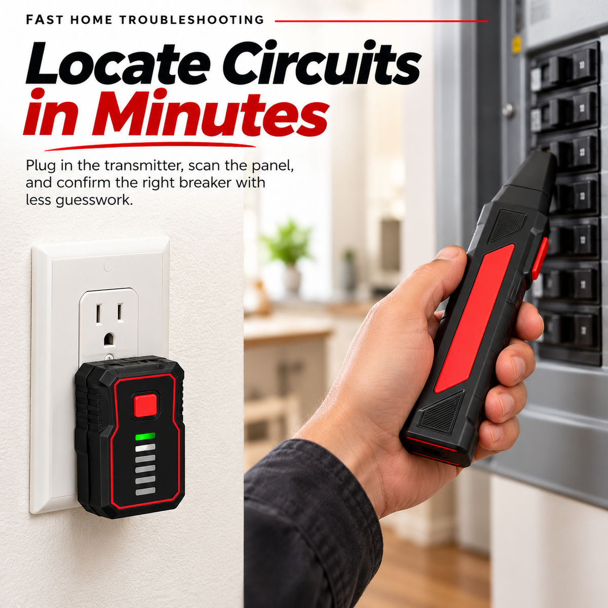 ⚡ Circuit Breaker Finder Kit – Fast & Accurate Electrical Circuit Tracer with Receiver, Outlet Tester & Accessories for Homeowners and Electricians