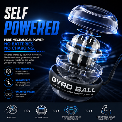 💪 Auto-Start Gyro Ball – Build Grip Strength, Forearm Power & Wrist Endurance Anywhere