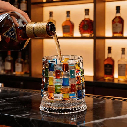 Mosaic Magic Rotating Whiskey Glass