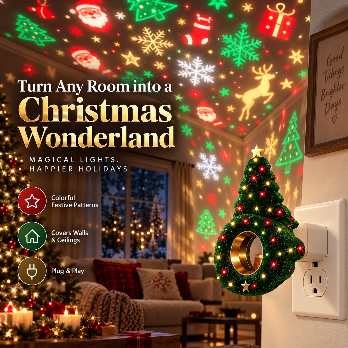 🎄Christmas Tree Plug-In Projector Light – Turn Any Room Into a Holiday Wonderland