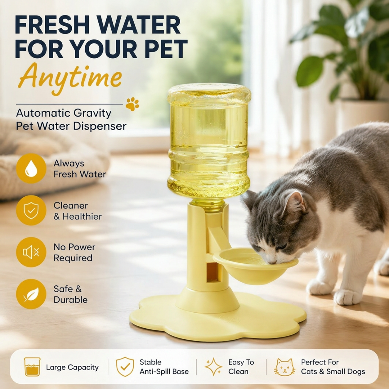 🐾 Automatic Pet Water Dispenser – Gravity Self Refilling Cat & Dog Water Bowl