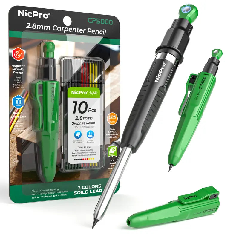 🛠️ Carpenter Pencil Set – 2.8mm Mechanical Marking Pencil with Refills