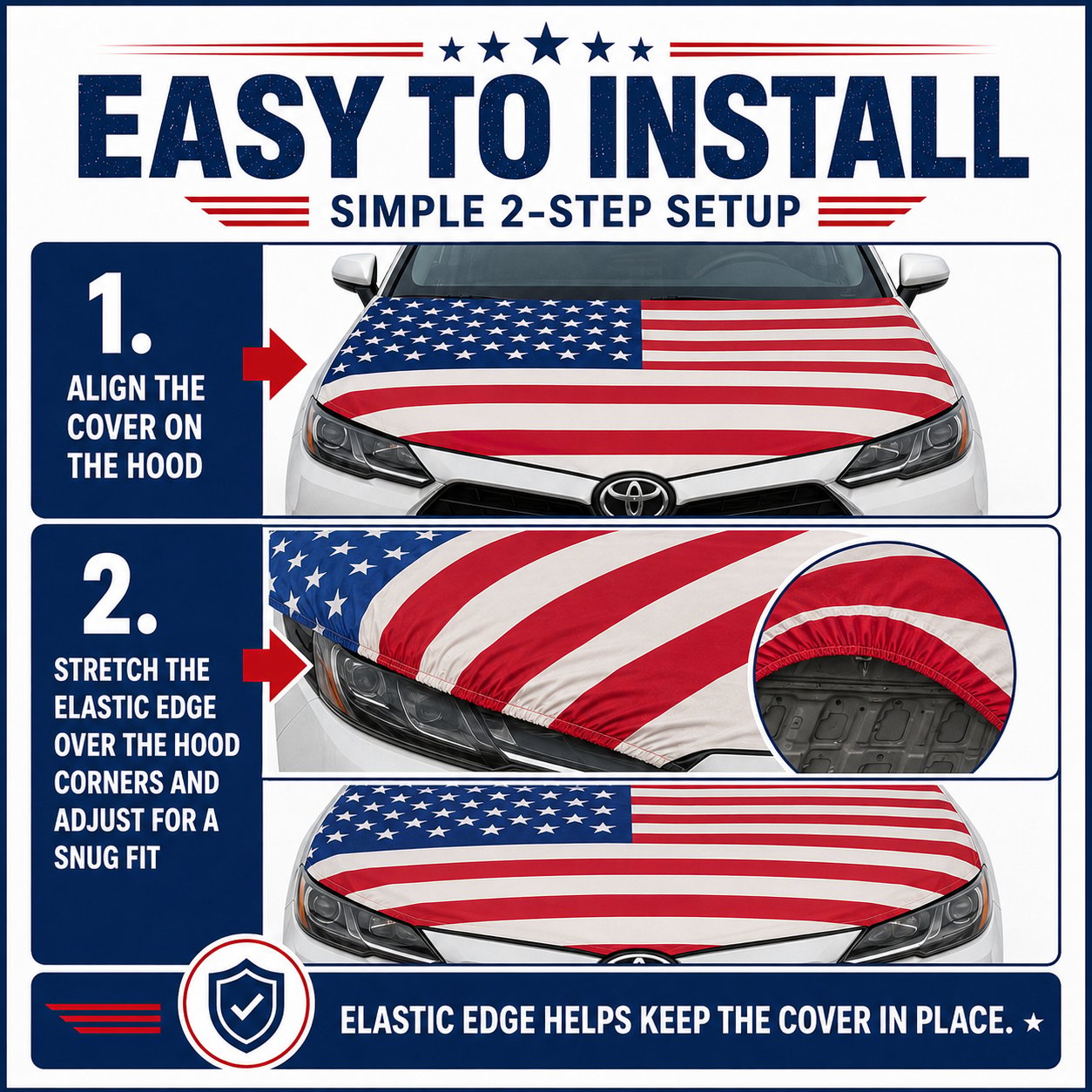 🇺🇸 Universal American Hood Flag Cover 🔥 Fits Most Cars, SUVs & Pickups🦅[Buy 2 Free Shipping]