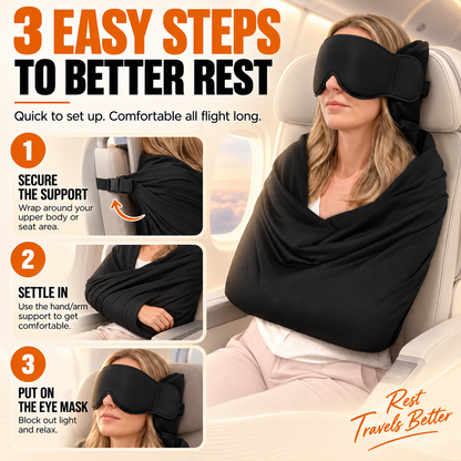 ✈️ 3-in-1 Travel Sleep Support System – Head Support, Eye Mask & Arm Rest