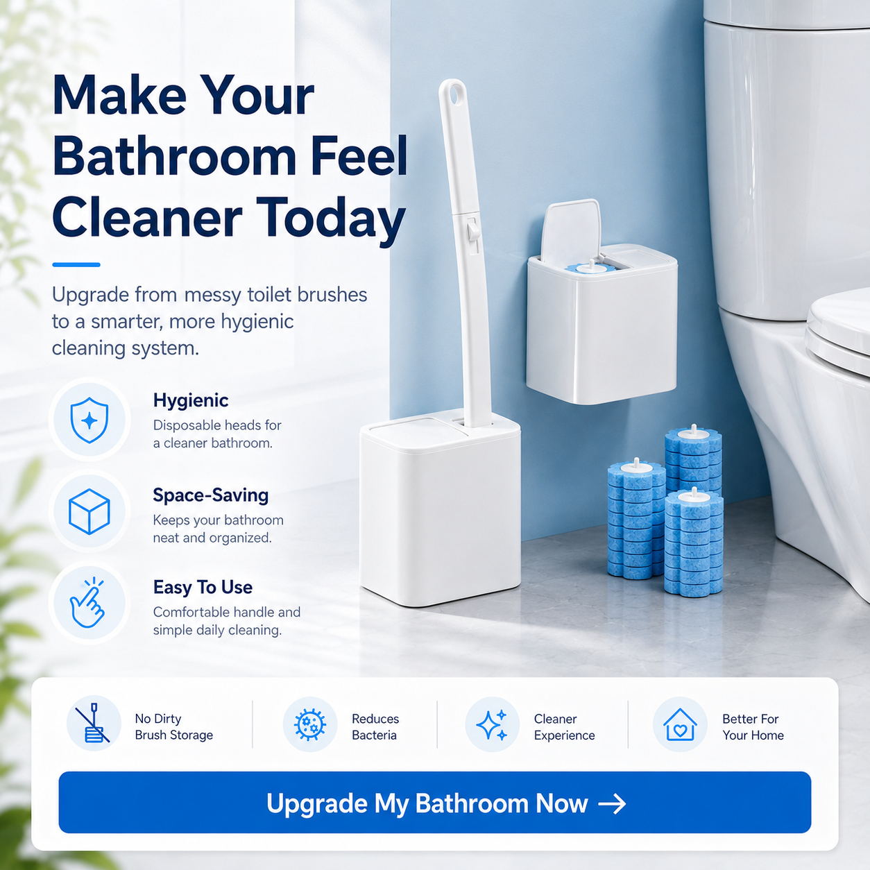 🚽 Disposable Toilet Cleaning System | Wall-Mounted Hygienic Toilet Brush Kit