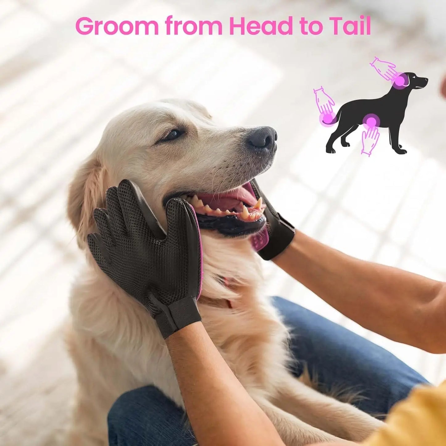 255-Tip Pet Grooming Gloves – Deshedding & Bath Mitts