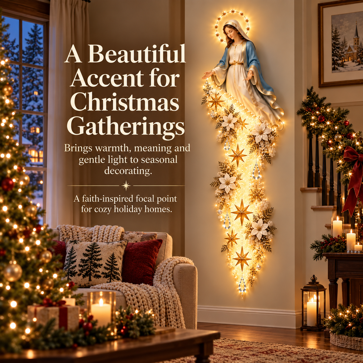 ✨ Blessed Mary Christmas Cloud Trail Wall Light – Faith-Inspired Holiday Decor
