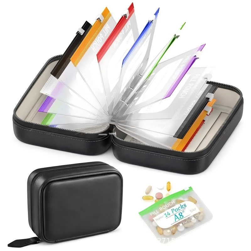 14-Pouch Travel Pill Organizer – Waterproof Medicine & Vitamin Case