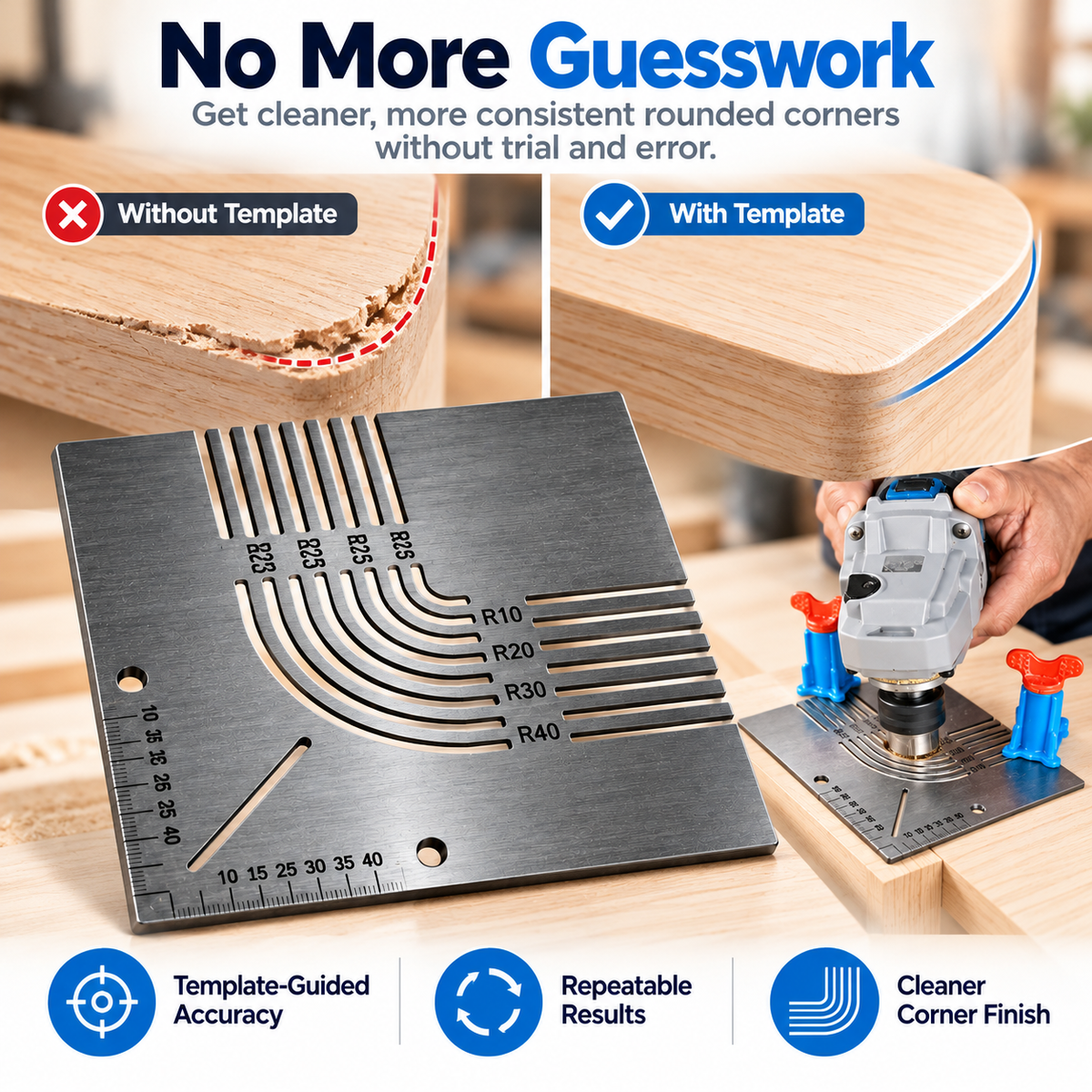 🛠️✨ Precision Corner Radius Router Template – Perfect Rounded Corners Made Easy! 📐🪵 | Multi-Size Woodworking Guide for DIY & Professionals 🔥
