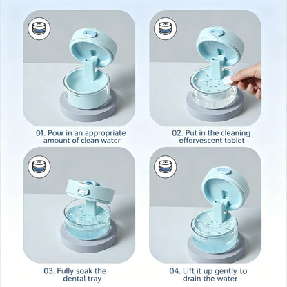 3-in-1 Travel Retainer Cleaner Case with Mirror & Drain Tray