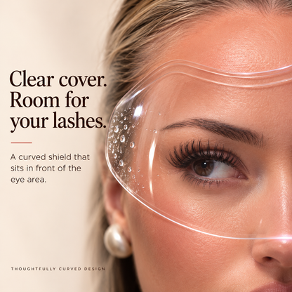 💗 Clear Stick-On Lash Shower Shield – Reusable Curved Eyelash Splash Guard for Hair Washing & Lash Extensions | 30/50/100 PCS ✨