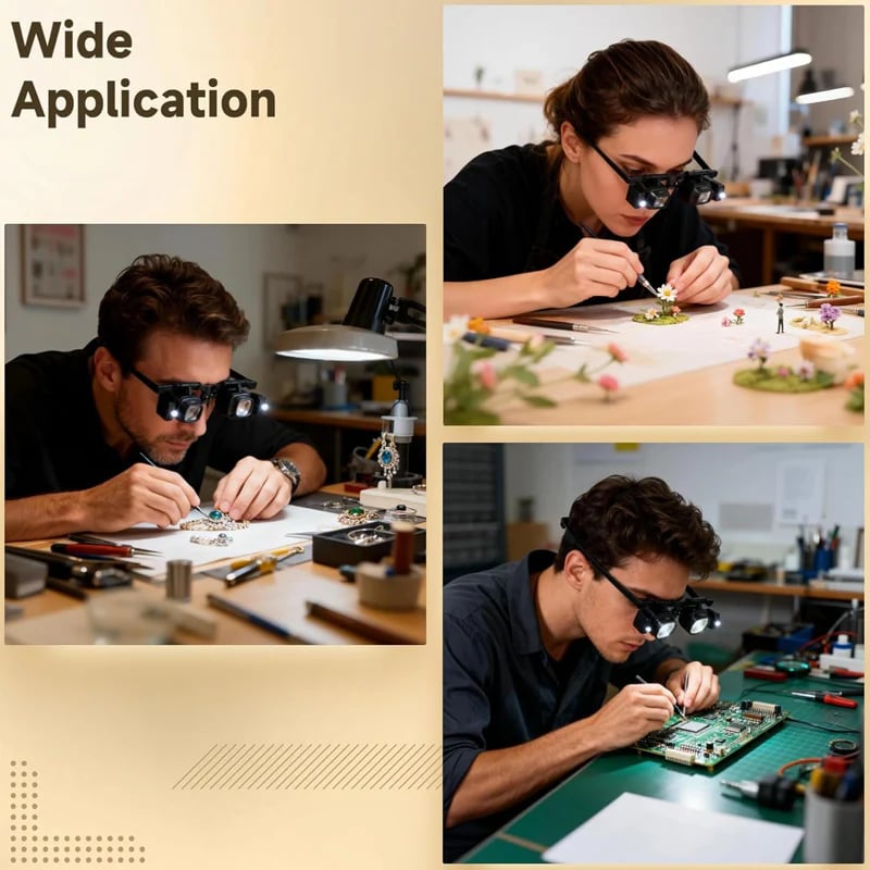 Magnifier glasses used for electronics jewelry and miniature craft work