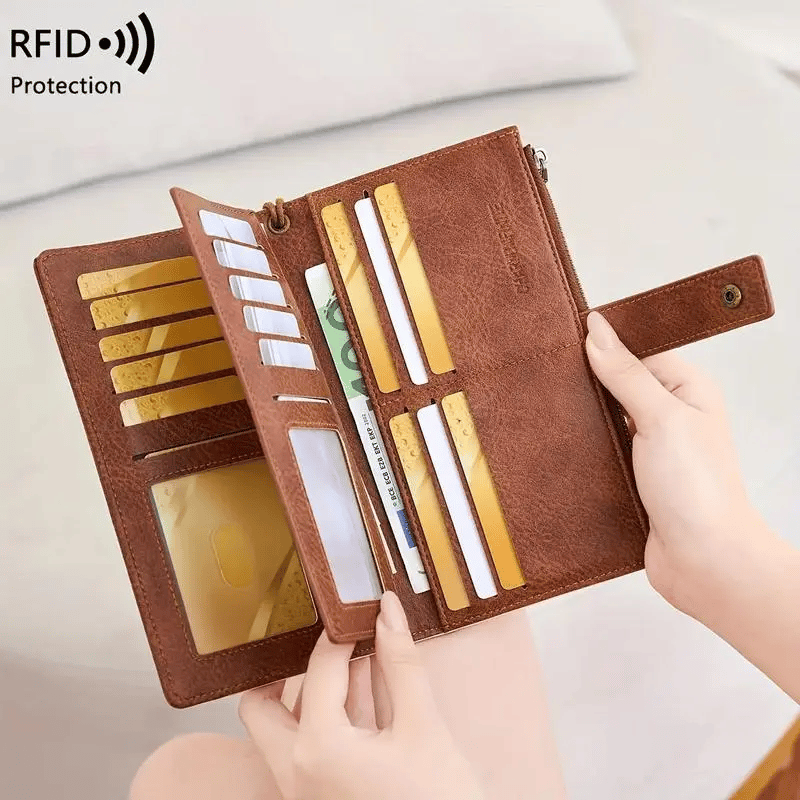 🔥Last Day 49% OFF-Women's long wallet, stylish clutch, elegant solid color RFID blocking wallet