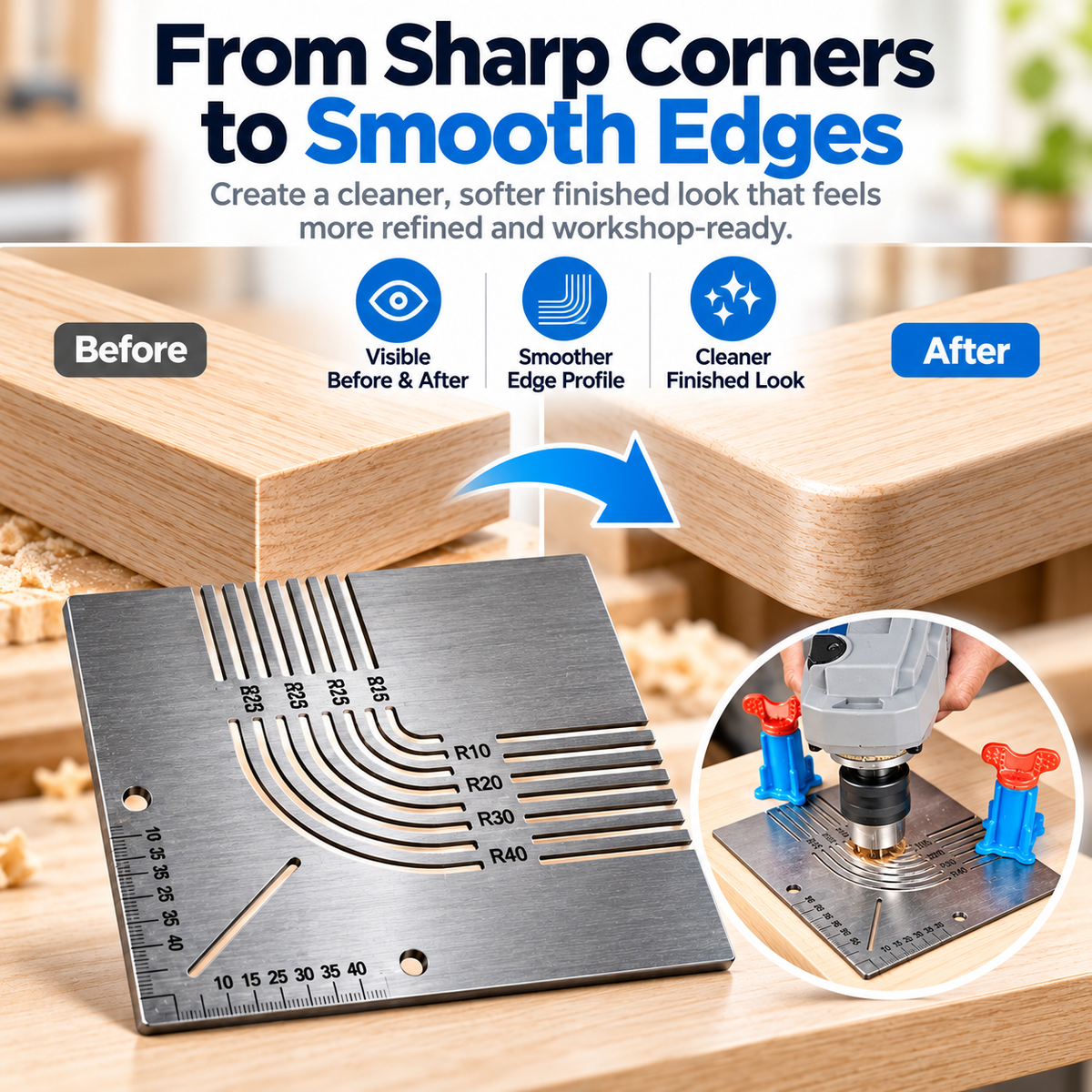 🛠️✨ Precision Corner Radius Router Template – Perfect Rounded Corners Made Easy! 📐🪵 | Multi-Size Woodworking Guide for DIY & Professionals 🔥