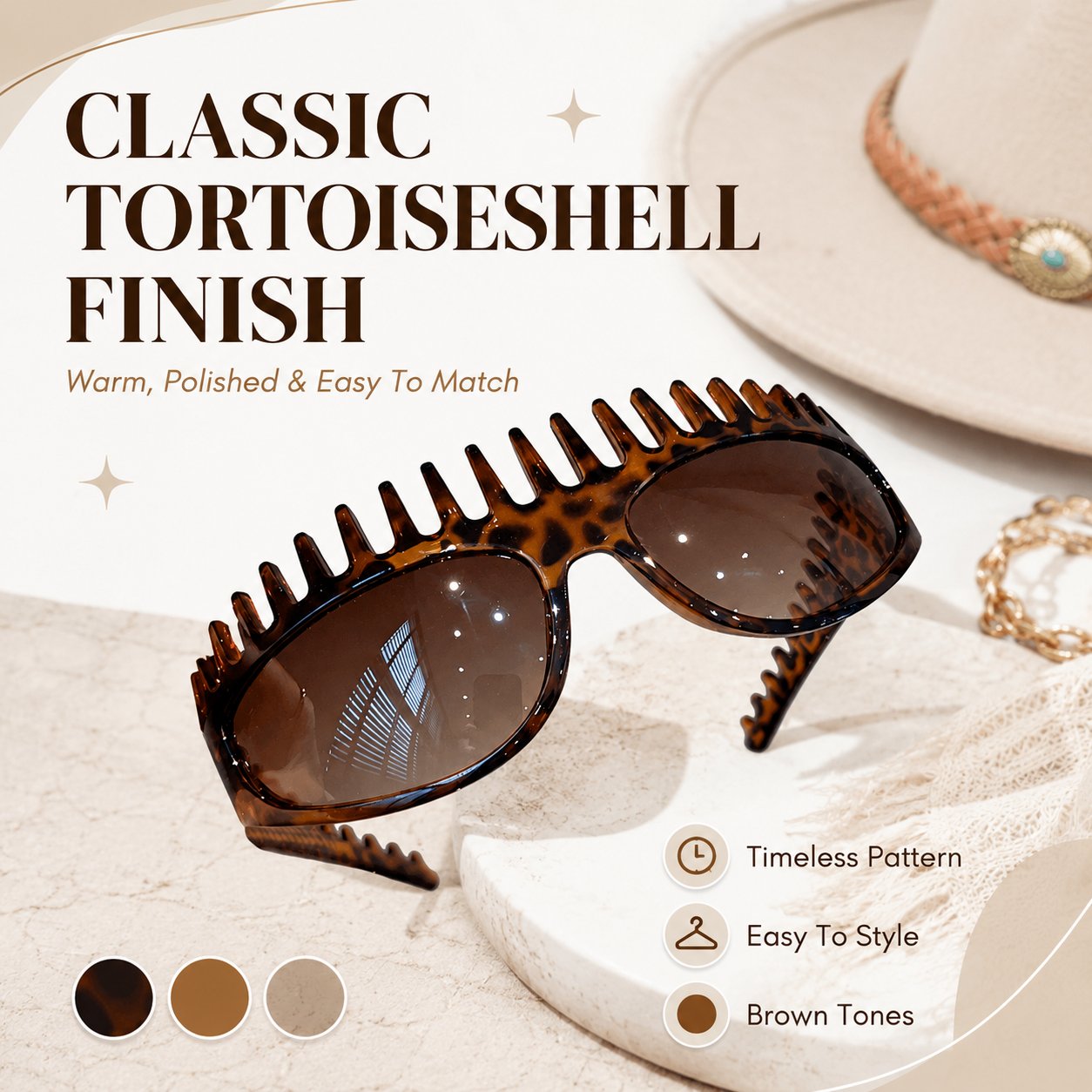 🥇💃 2-in-1 Tortoiseshell Headband Sunglasses – Polarized UV400 Sunglasses with Built-In Comb Teeth