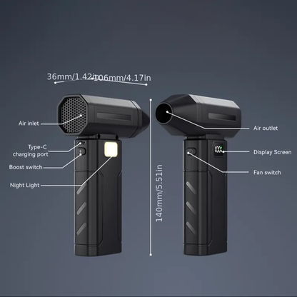 ✨️✨️100,000 RPM Portable Turbo Fan – 6 Speeds with LED Light